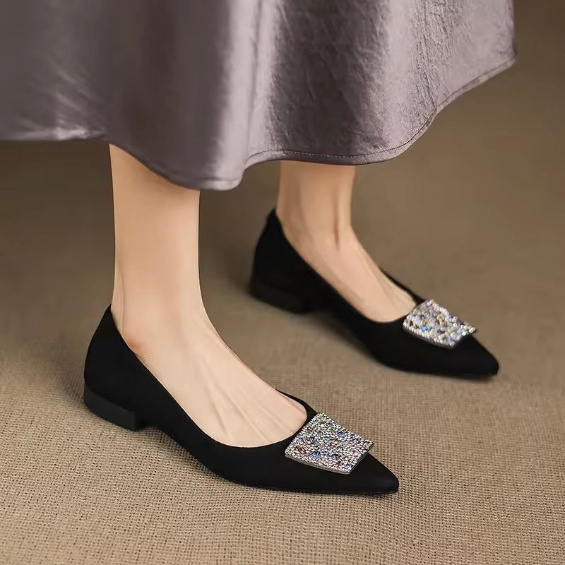 Willow Silver Crystal-Embellished Pointed Flats