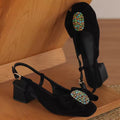 Charlotte Black Natural Suede Slingback Sandals