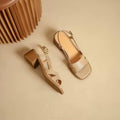 Paulina Nude Leather Strides Low-Block Sandals