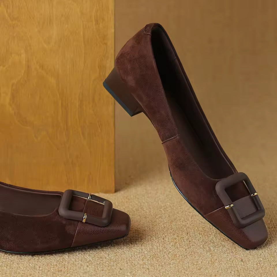 Juliane Brown Leather Patchwork ballet Flats