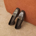 Arabella Brown Suede Low-Heeled Silver Animal Print Loafers
