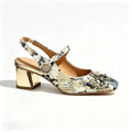 Tamia Blue Floral Mary Jane Block Heel Slingbacks