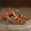 Zen Brown Leather Fisherman Block Heel Sandals