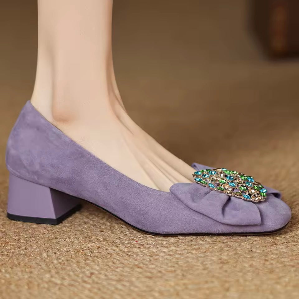 Charlotte Purple Natural Suede Slip-on Pumps
