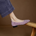 Chloe Purple Leather Grommet High Vamp Ballet Flats