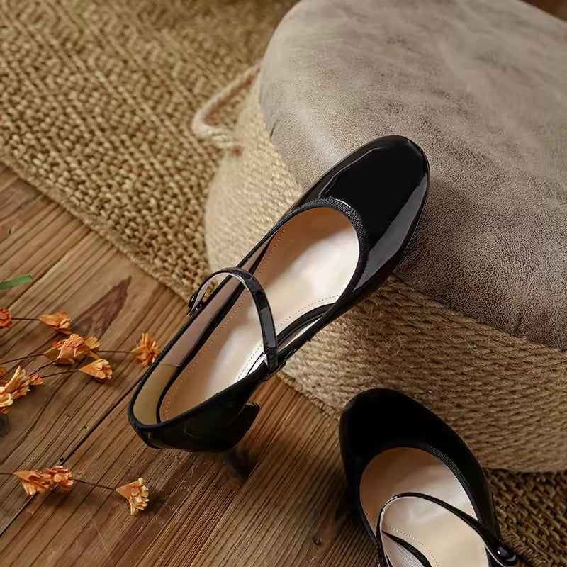 Rosa Black Mary Jane Slip-on Pumps