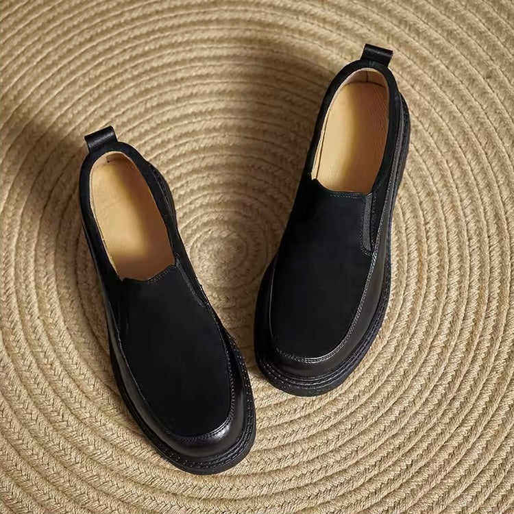 Michelle Black Chunky Leather Platform Loafers