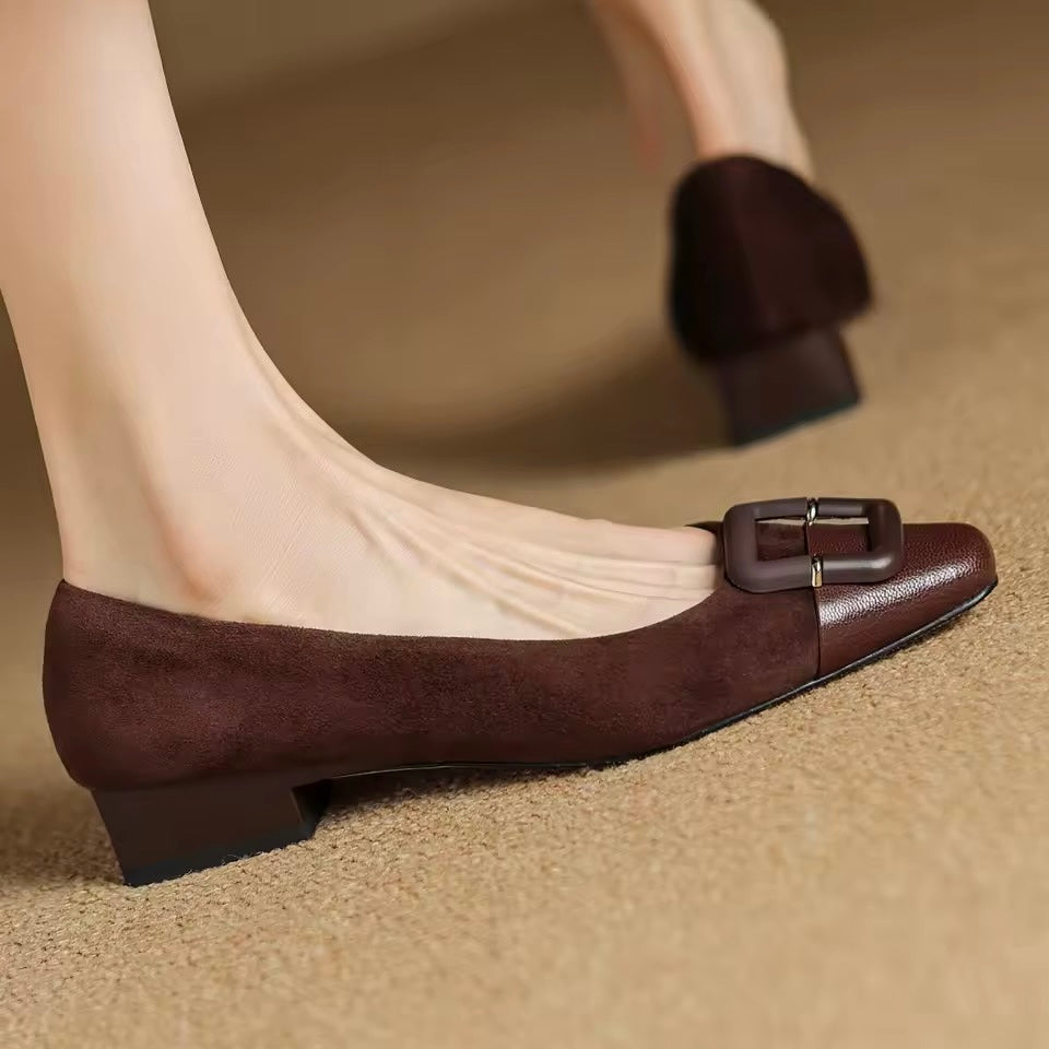 Juliane Brown Leather Patchwork ballet Flats
