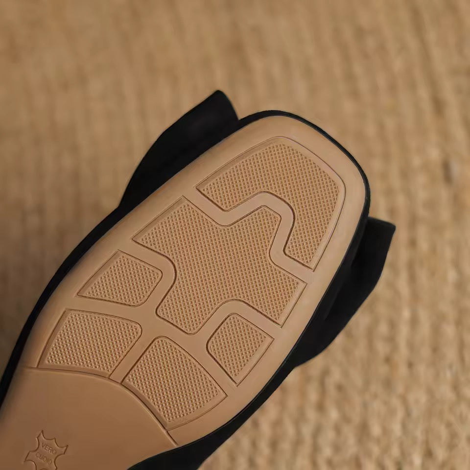 Charlotte Black Natural Suede Slip-on Pumps