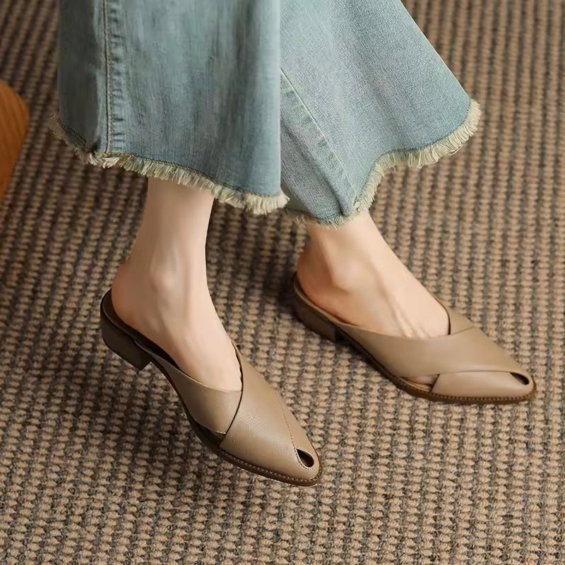 Matilda Apricot Cut-Out Leather Mules