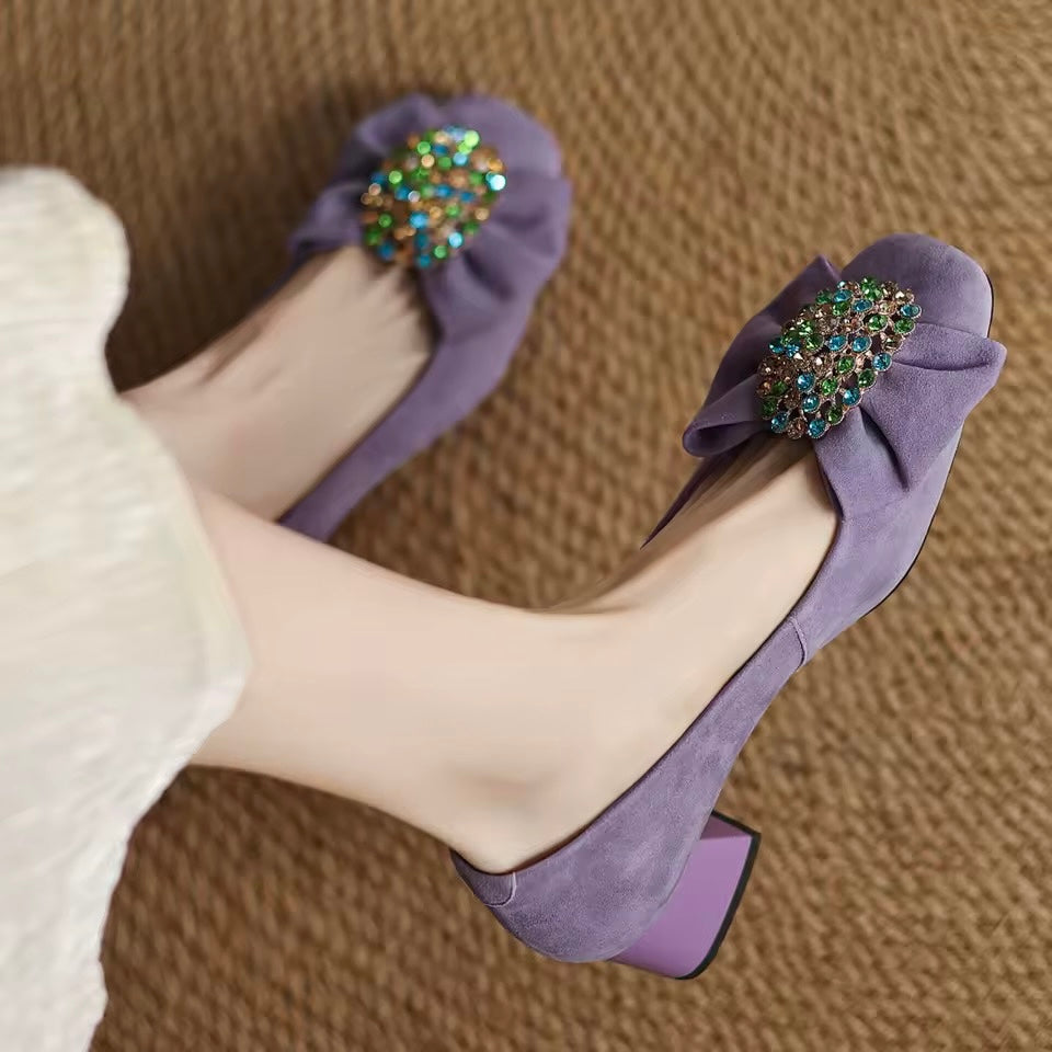 Charlotte Purple Natural Suede Slip-on Pumps