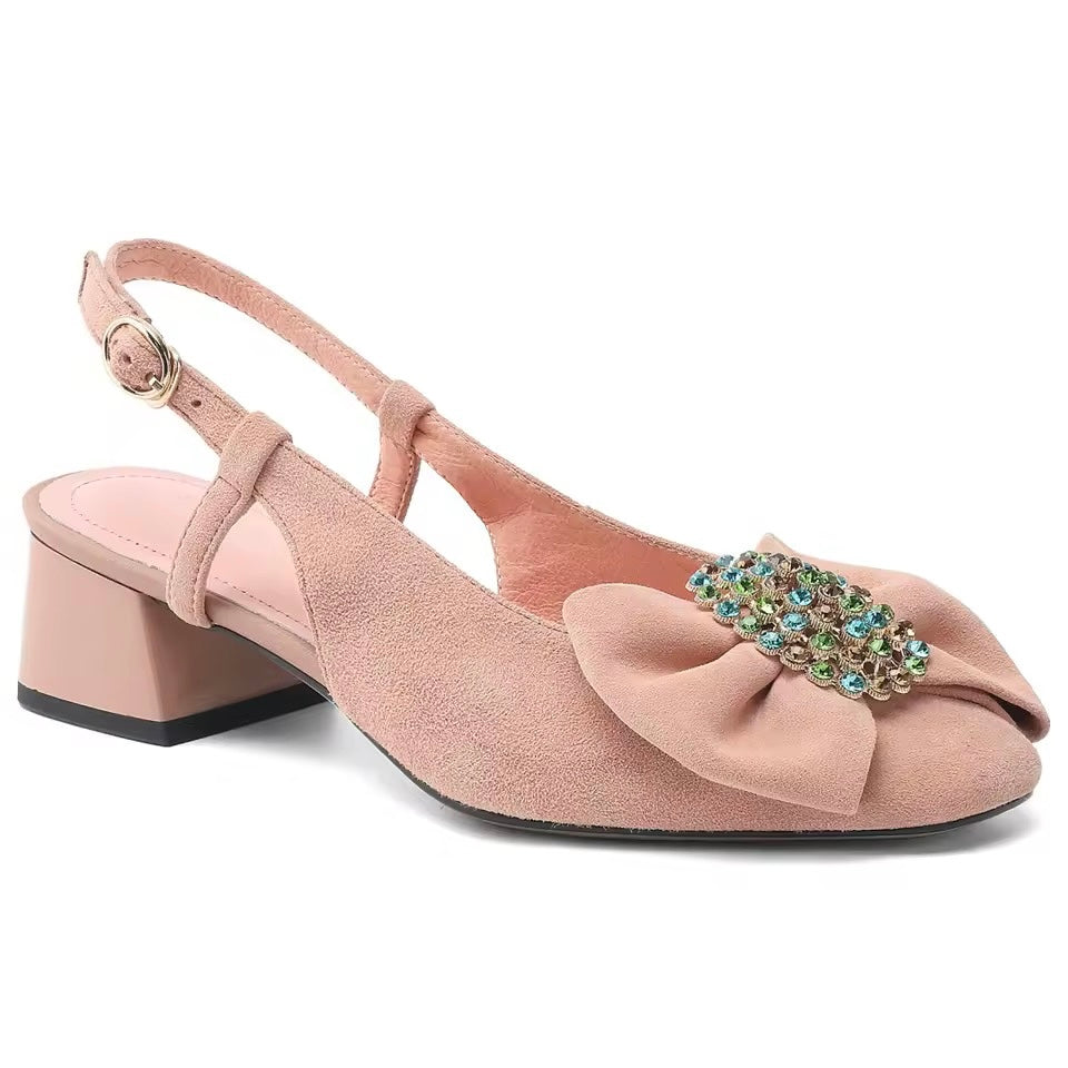 Charlotte Pink Natural Suede Slingback Sandals