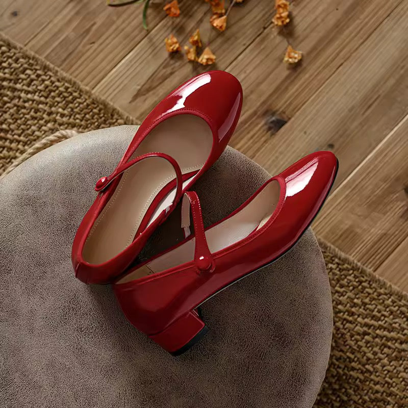 Rosa Red Mary Jane Slip-on Pumps