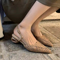 Tracy Nude Woven Pointy-Toe Slingbacks