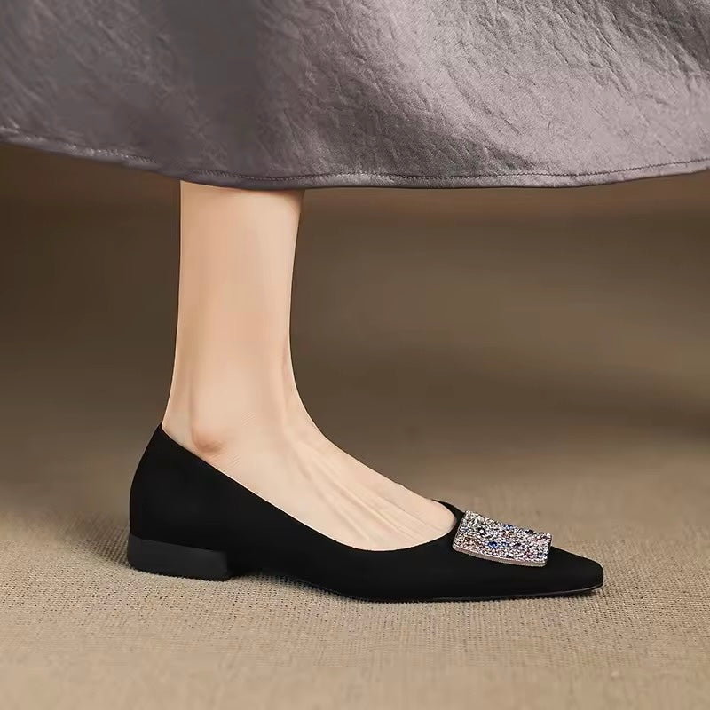 Willow Silver Crystal-Embellished Pointed Flats