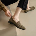 Caly Green Leather Suede Slip-on Loafers