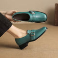 Allegra Teal Green Leather Loafers