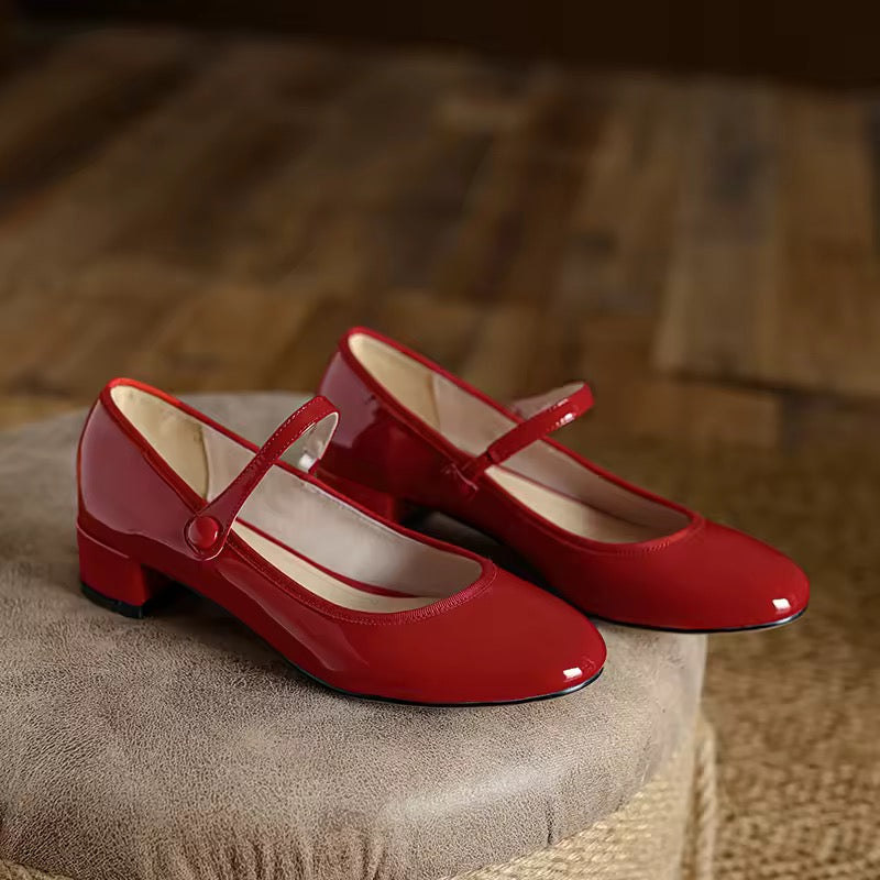 Rosa Red Mary Jane Slip-on Pumps