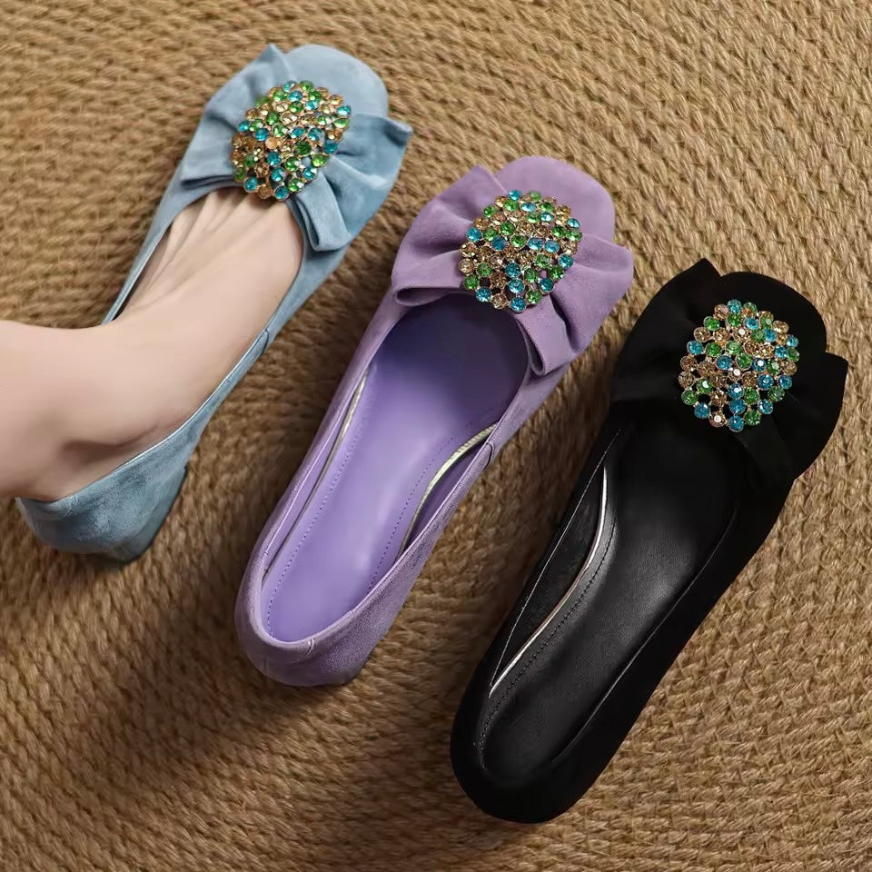 Charlotte Blue Natural Suede Slip-on Pumps