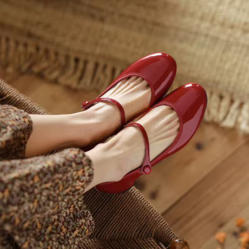 Rosa Red Mary Jane Slip-on Pumps