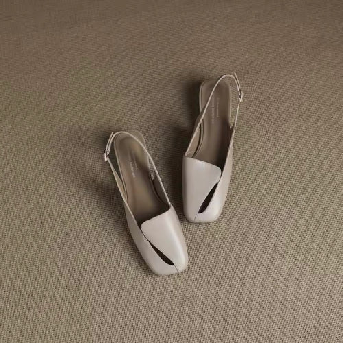 Auria Square Gray Toe Split Vamp Slingback Sandals