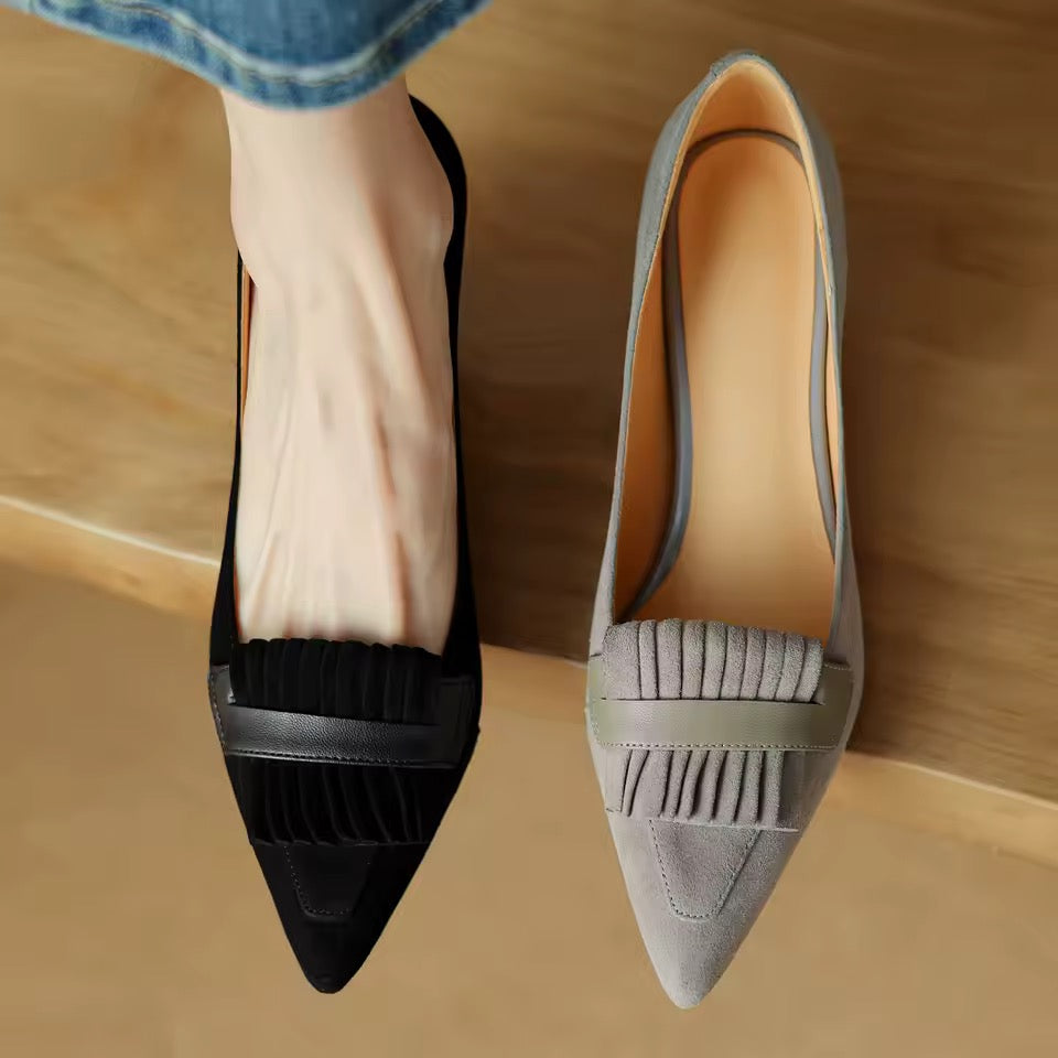 Rafi Black Suede Vintage Kitten Heel Pumps