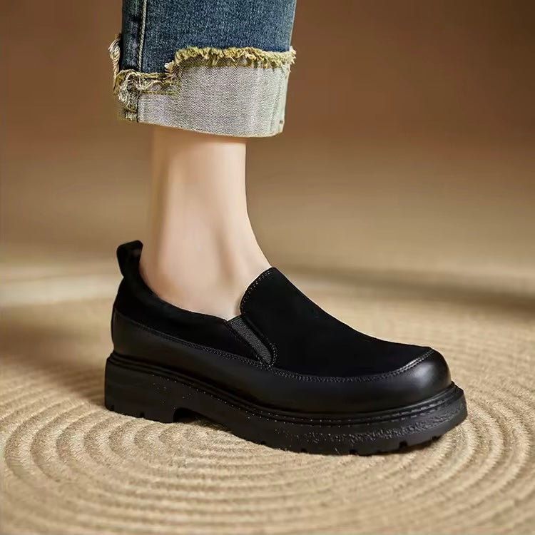 Michelle Black Chunky Leather Platform Loafers