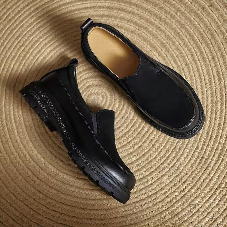 Michelle Black Chunky Leather Platform Loafers