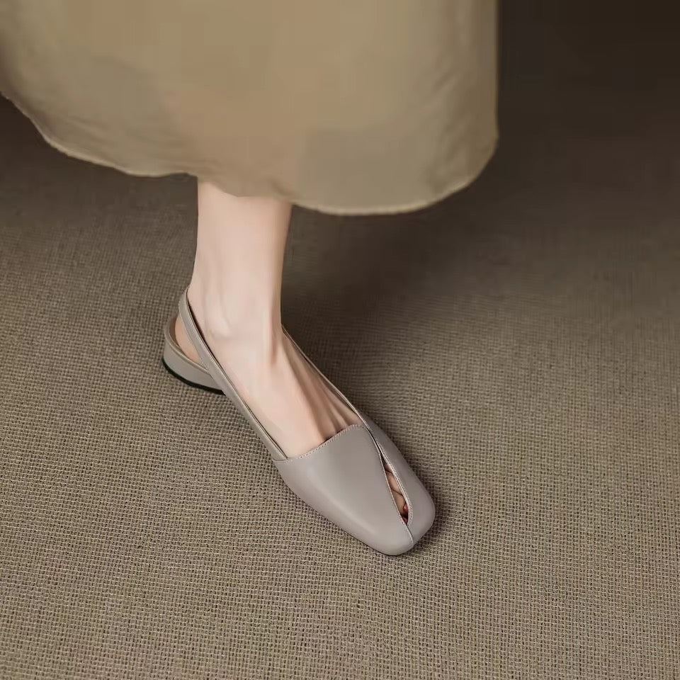 Auria Square Gray Toe Split Vamp Slingback Sandals