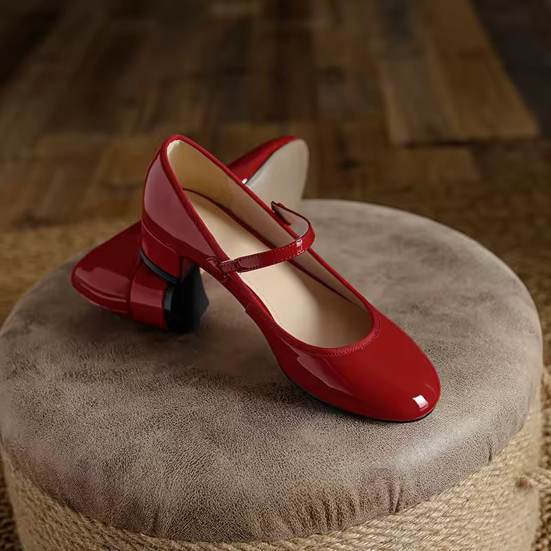 Rosa Red Mary Jane Slip-on Pumps