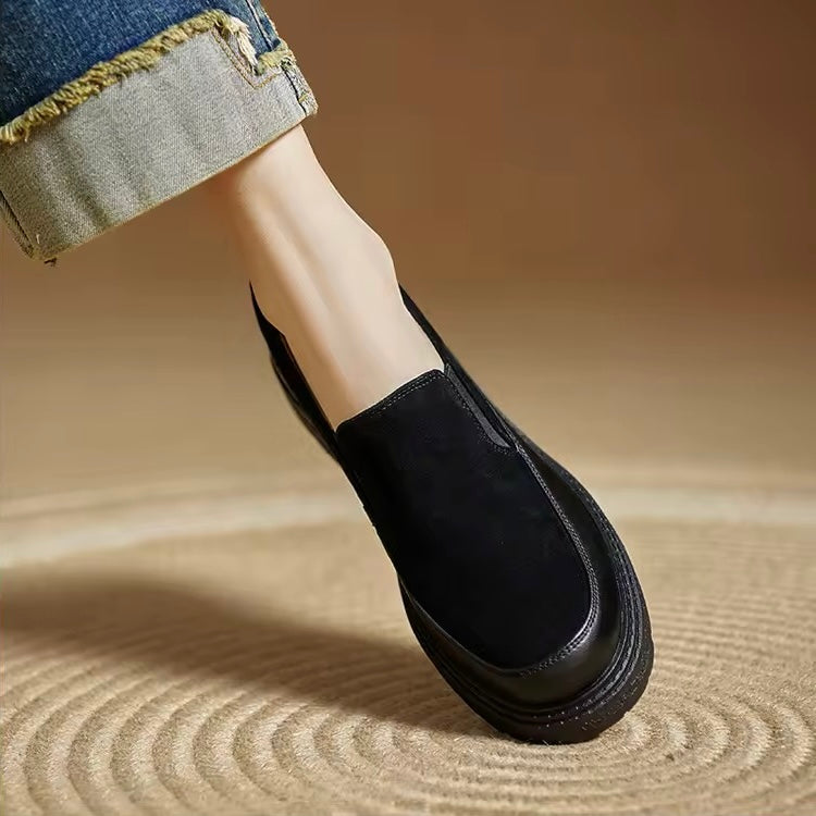 Michelle Black Chunky Leather Platform Loafers