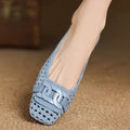 Isa Blue Block Heel Perforated Suede Pumps