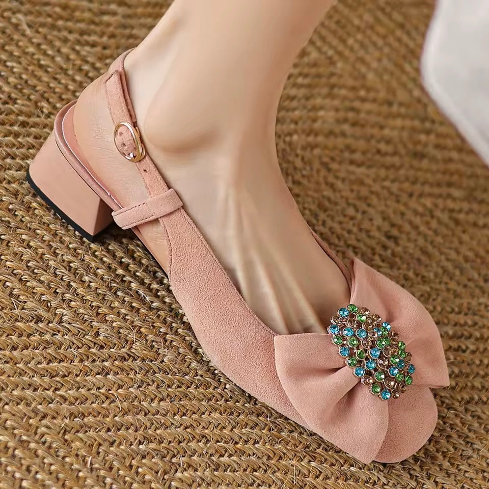 Charlotte Pink Natural Suede Slingback Sandals
