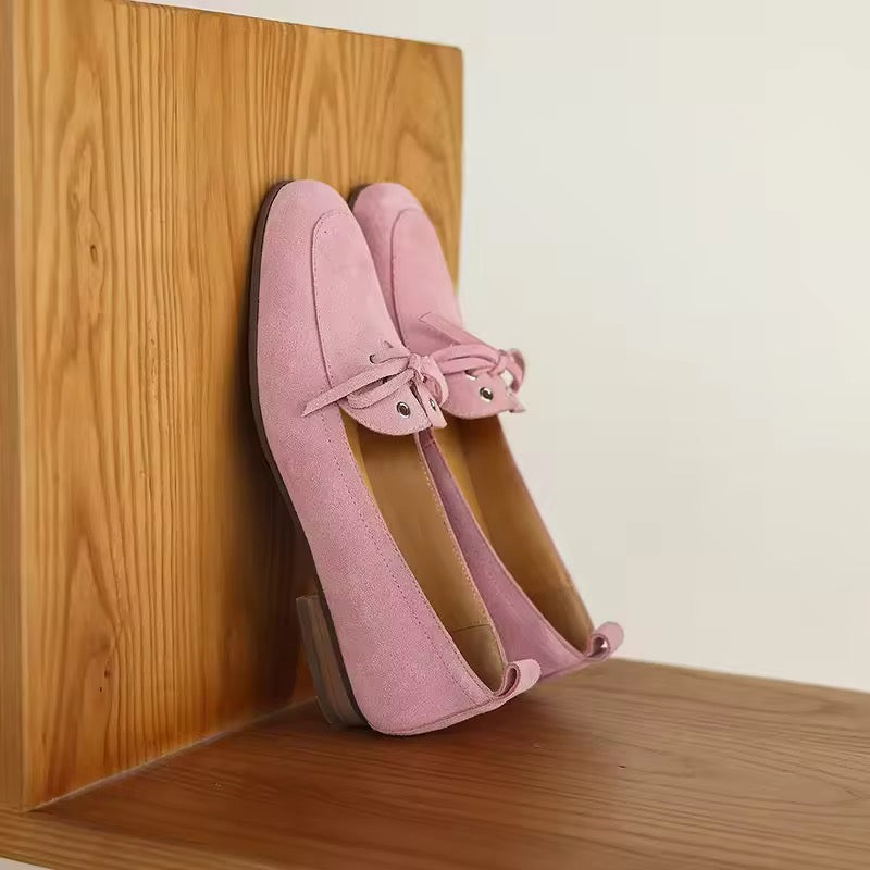Jasmine Happy Pink Suede Lace-up Loafers