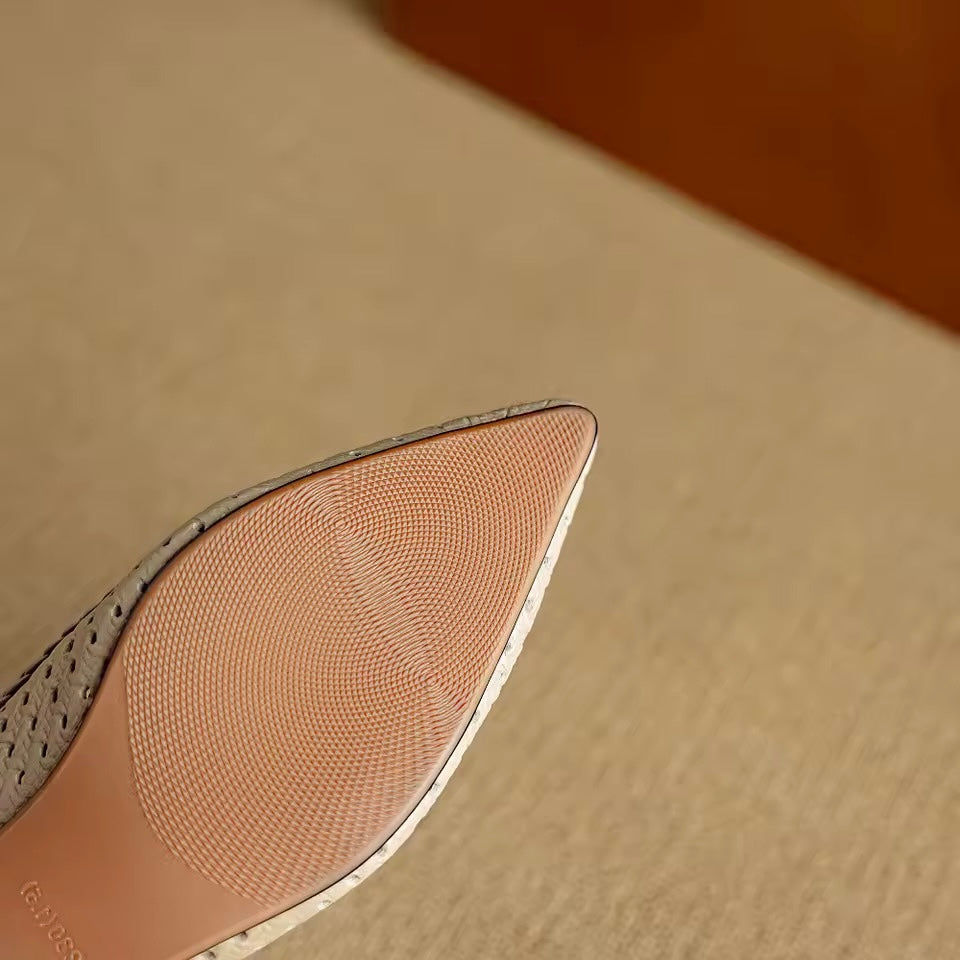 Raphaela Taupe Woven Low Metallic Slingback Sandals