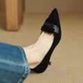 Rafi Black Suede Vintage Kitten Heel Pumps