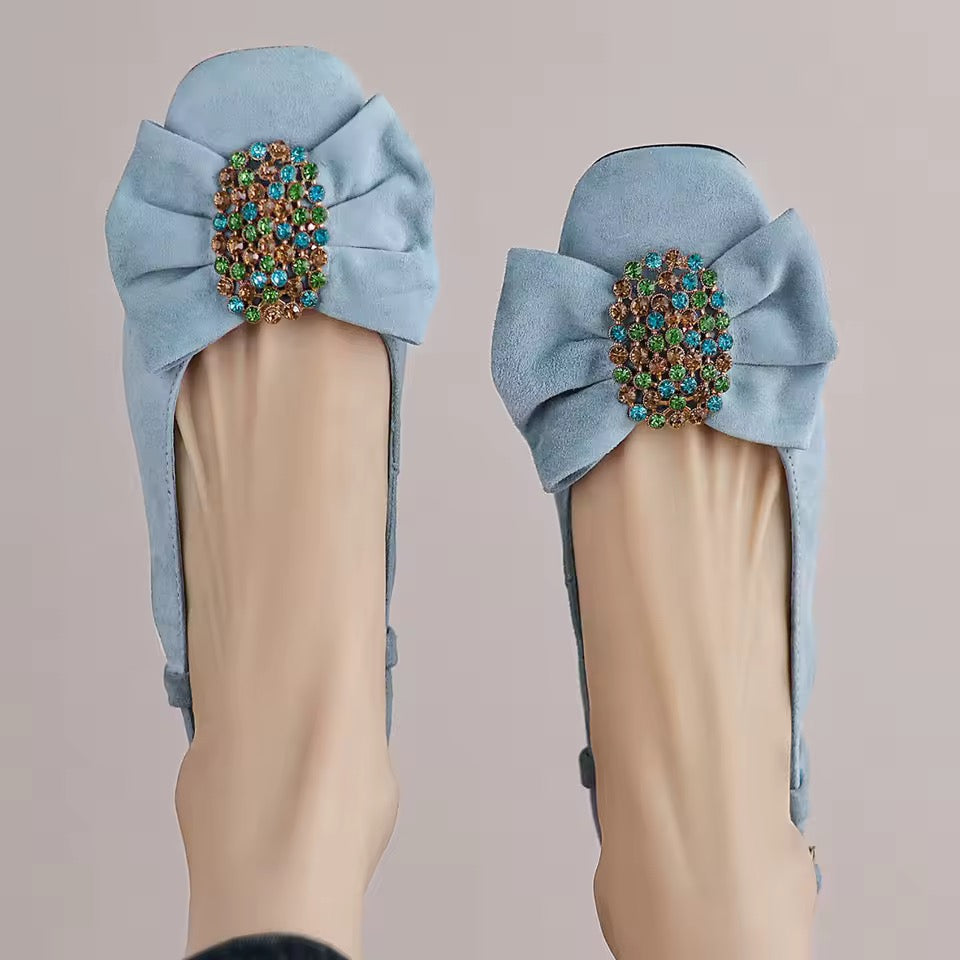 Charlotte Blue Natural Suede Slingback Sandals