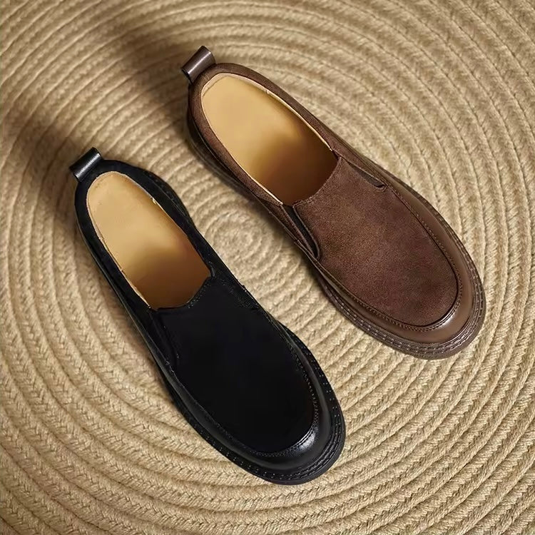 Michelle Black Chunky Leather Platform Loafers