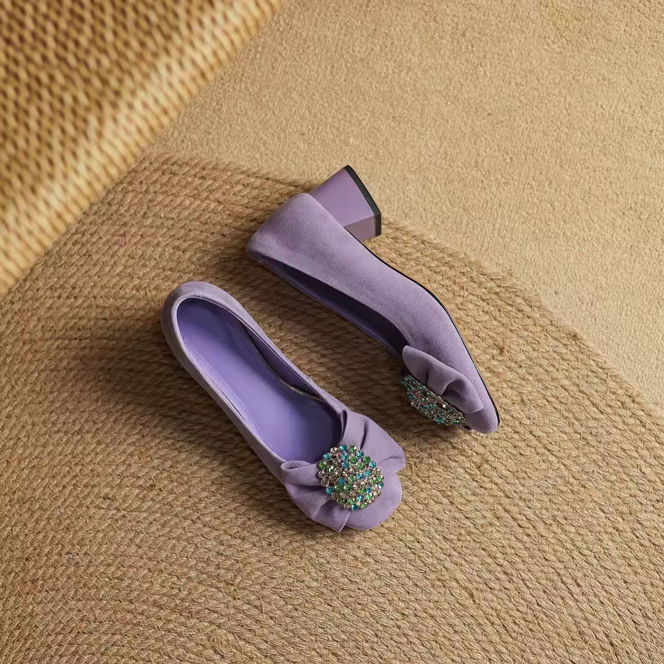 Charlotte Purple Natural Suede Slip-on Pumps