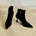 Celine Black Flared Heel Leather Ankle Boots