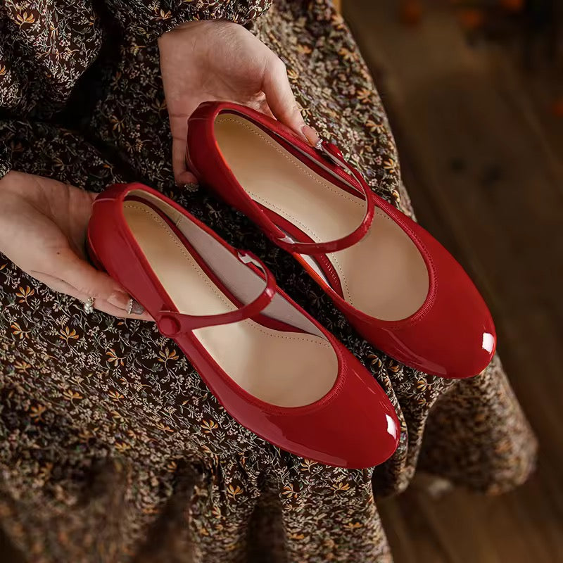 Rosa Red Mary Jane Slip-on Pumps
