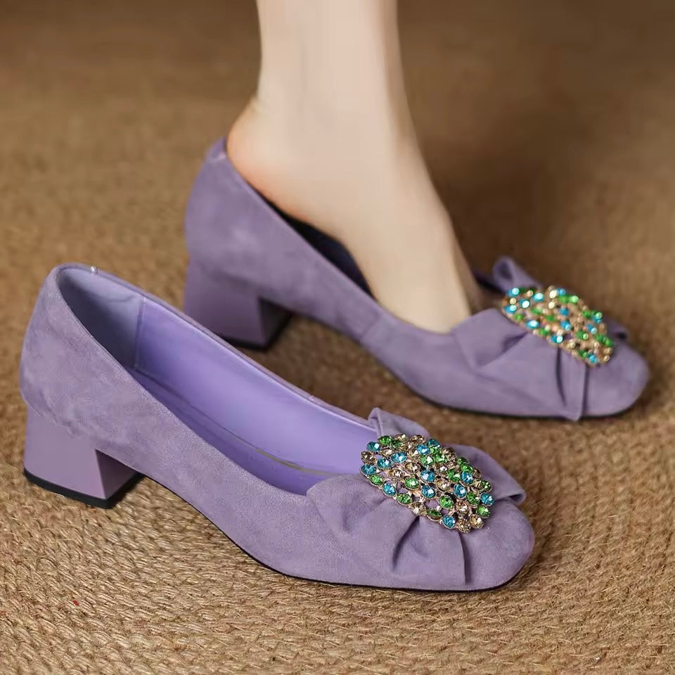 Charlotte Purple Natural Suede Slip-on Pumps