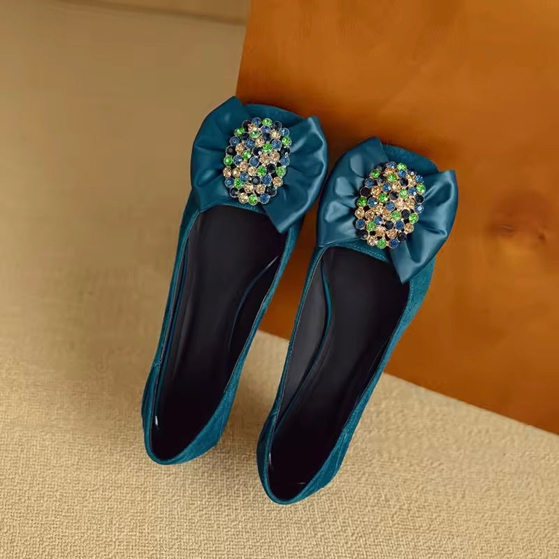 Charlotte Teal Blue Natural Suede Slip-on Pumps